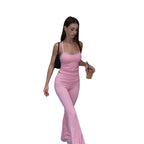 Damen Sportliches Set mit figurbetontem Top und Bootcut-Hosen R&B