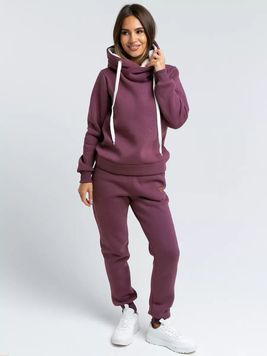 Damen Sportliches Hoodie-Set mit hohem Kragen R&B