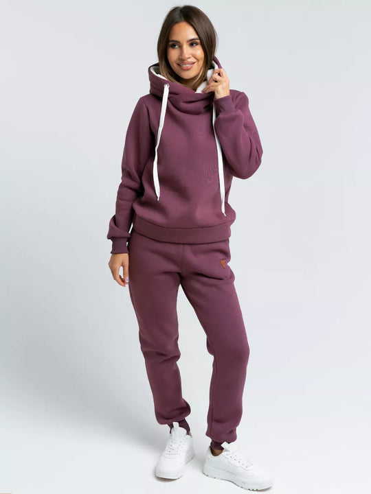 Damen Sportliches Hoodie-Set mit hohem Kragen R&B