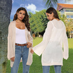 Damen Langer Strickpullover mit weitem Schnitt und bequemen Ärmeln R&B