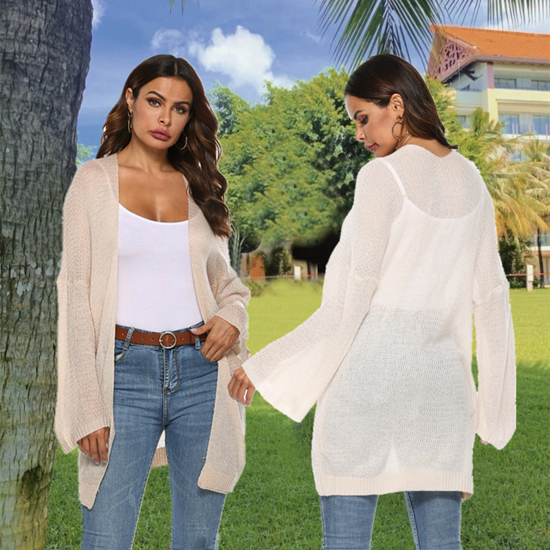 Damen Langer Strickpullover mit weitem Schnitt und bequemen Ärmeln R&B