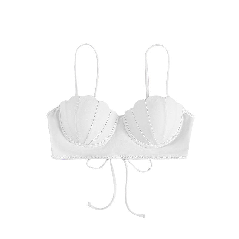Damen Oberteil-Bikini mit dekorativen Schalen und verstellbaren Trägern R&B