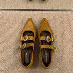 Damen Elegante und stilvolle Ballerinas mit modischen Schnallen und Nieten R&B