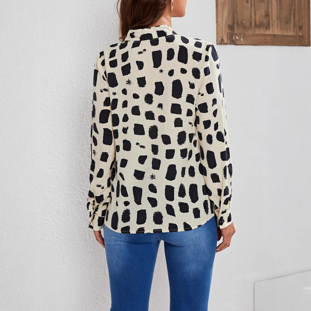 Damen Trendige Bluse mit künstlerischem Muster R&B