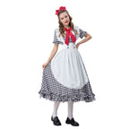 Damen nan Vintage-inspiriertes Karo-Swingkleid mit abnehmbarer Schürze, Rüschenärmeln und Schleifenkragen R&B