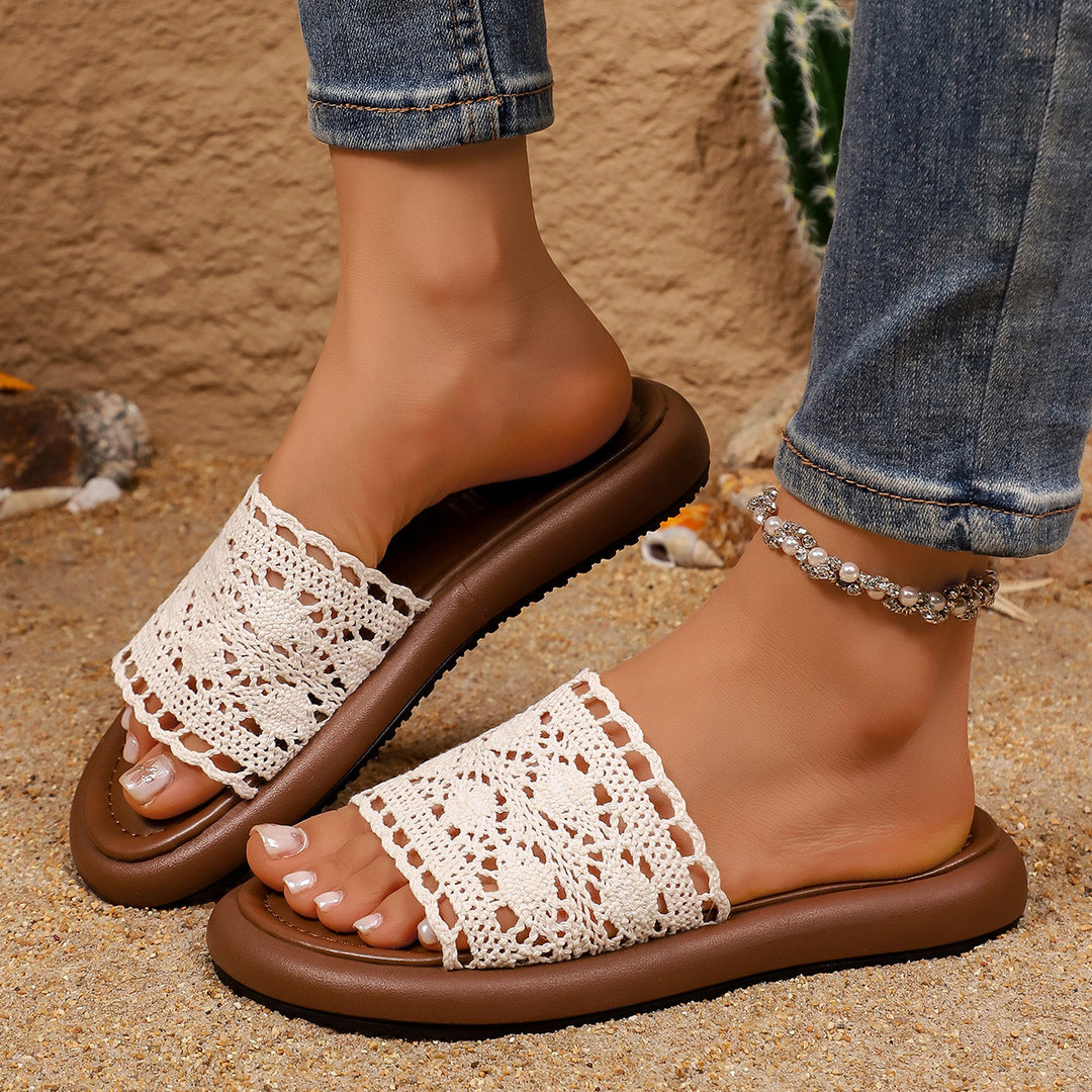 Damen Komfortable Riemchensandalen mit Häkelmuster R&B