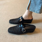 Damen Clogs mit modischem Geflecht und verstellbarem Riemen R&B
