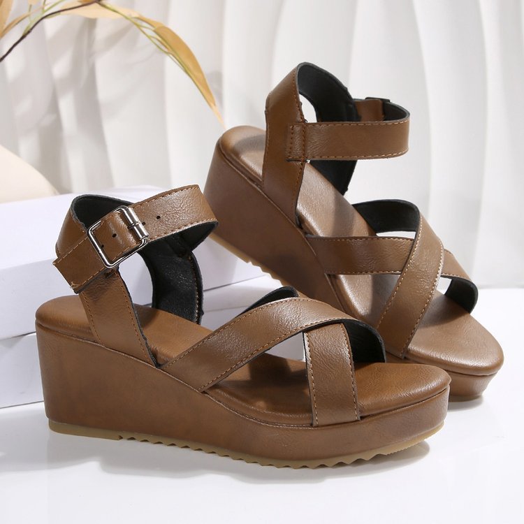 Damen Wedge-Sandalen mit anatomisch geformtem Fußbett und verstellbarem Riemen R&B
