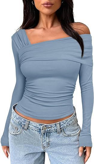 Damen Wickelshirt mit asymmetrischem Ausschnitt und raffiniertem Stretch R&B