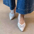 Damen Slingback-Pumps mit geflochtener Oberflächenstruktur und elegantem Absatz