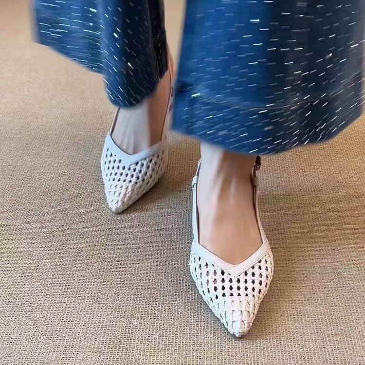 Damen Slingback-Pumps mit geflochtener Oberflächenstruktur und elegantem Absatz