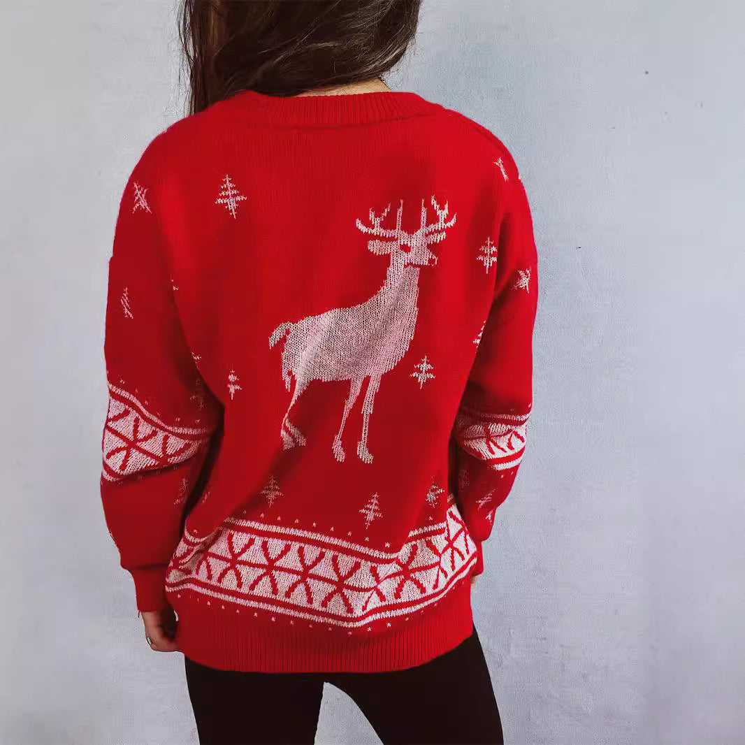 Damen Weihnachts-Pullover mit festlichem Rentier-Motiv und weichem Strick R&B