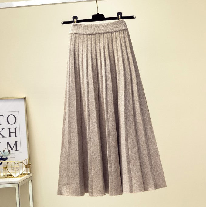 Damen Plissierter Maxi-Rock aus hochwertigem Strickstoff R&B