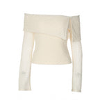 Damen Off-Shoulder Oberteil mit eleganten Rüschendetails und langen Ärmeln R&B