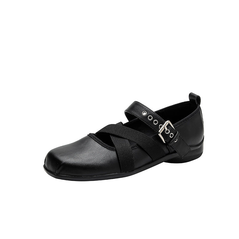 Damen Komfortable Ballerinas mit elastischen Kreuzriemen