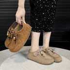 Damen Mokassin-Schuhe mit bunten Schnürdetails