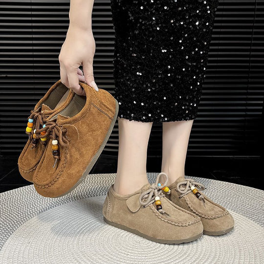 Damen Mokassin-Schuhe mit bunten Schnürdetails R&B