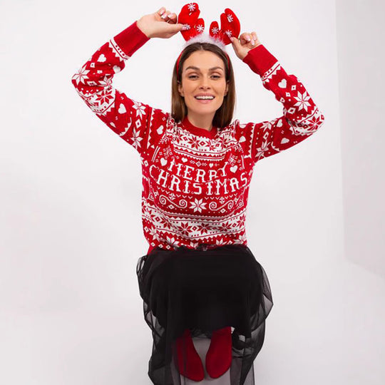 Damen Weihnachts-Pullover mit festlichem Motiv und kuscheligem Strick R&B
