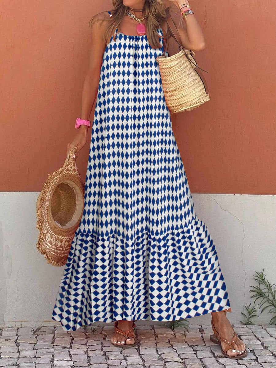 Damen Maxikleid mit grafischem Muster und fließendem Saum R&B