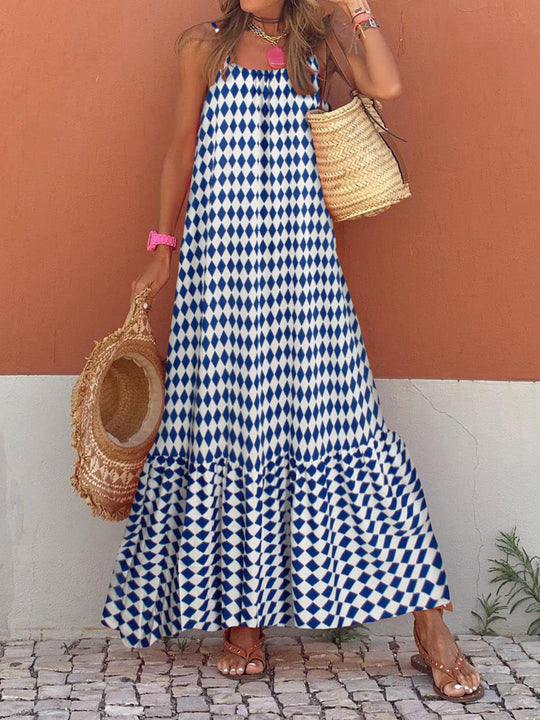 Damen Maxikleid mit grafischem Muster und fließendem Saum R&B