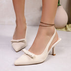 Damen Slingback Pumps mit elegantem Schleifenakzent und feinem Absatz R&B