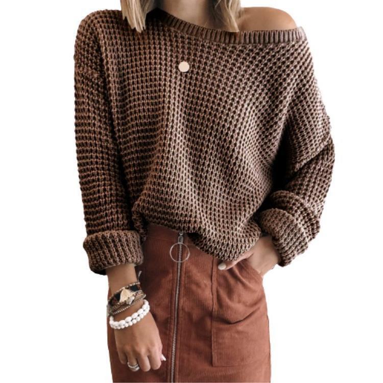 Damen lässiger Strickpullover im modernen Netzdesign R&B
