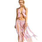 Damen Häkel-Bikini-Set mit fransigen Details R&B