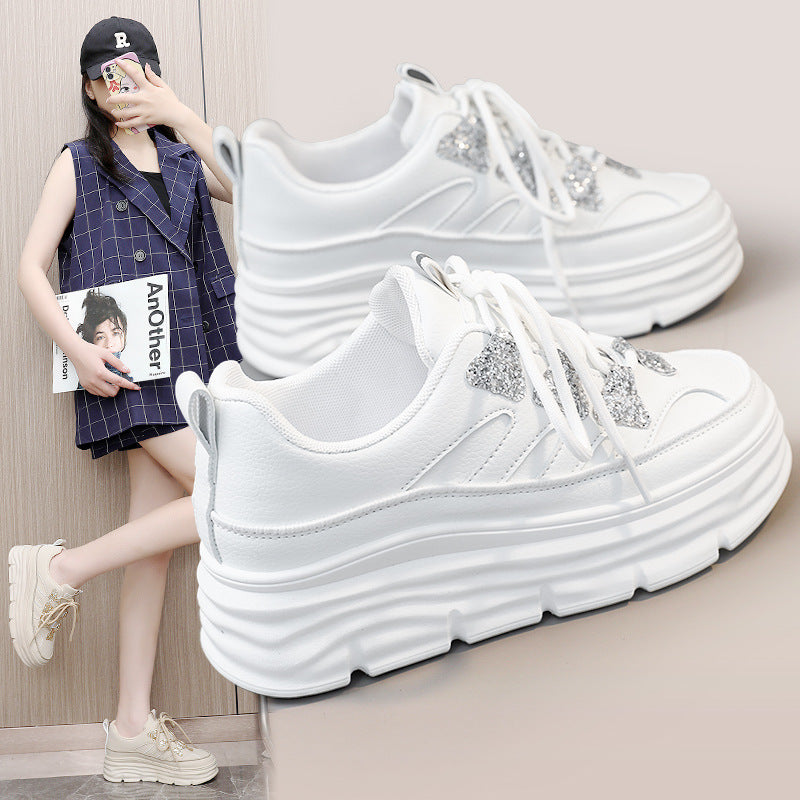Damen Sportliche Chunky Sneakers mit Glitzer-Applikationen R&B