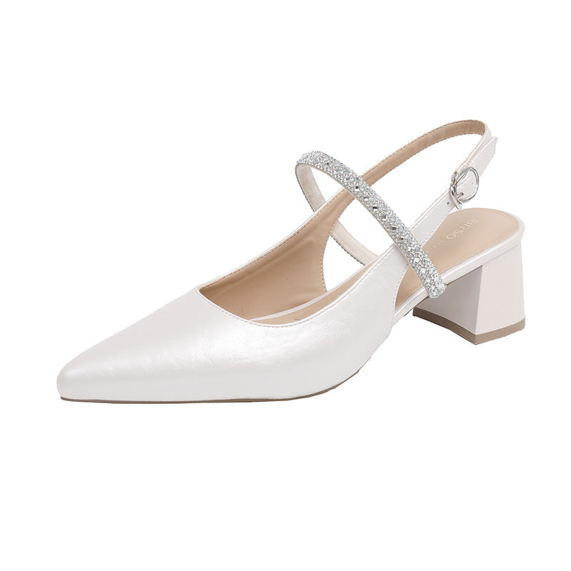 Damen Slingback-Pumps mit eleganter Strass-Applikation und komfortablem Blockabsatz