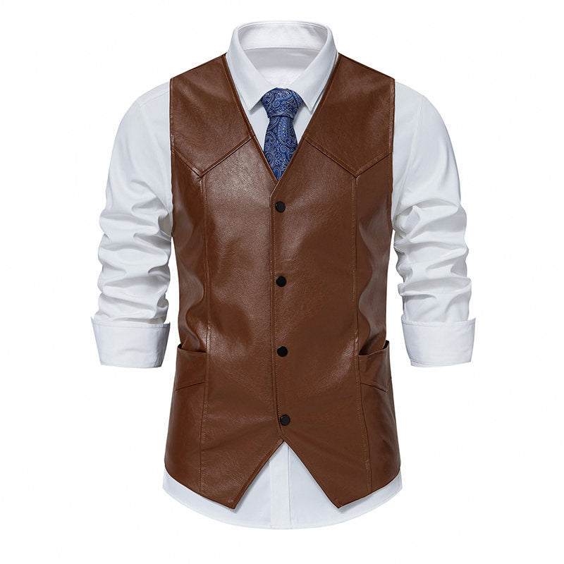 Herren elegante Kunstlederweste