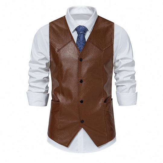 Herren elegante Kunstlederweste R&B