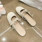 Damen Elegante Slipper mit dekorativem Schleifen-Detail und Perlenapplikationen EB