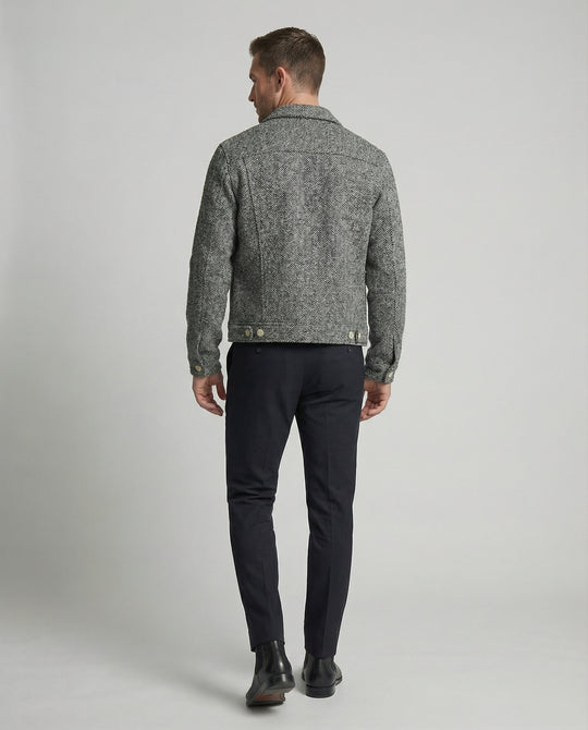 Herren kurzer Bouclé Blouson mit kastiger Silhouette Pattentaschen und Rippbündchen R&B