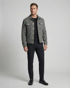 Herren kurzer Bouclé Blouson mit kastiger Silhouette Pattentaschen und Rippbündchen R&B