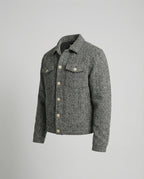 Herren kurzer Bouclé Blouson mit kastiger Silhouette Pattentaschen und Rippbündchen R&B