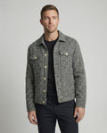 Herren kurzer Bouclé Blouson mit kastiger Silhouette Pattentaschen und Rippbündchen R&B
