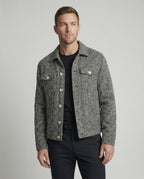 Herren kurzer Bouclé Blouson mit kastiger Silhouette Pattentaschen und Rippbündchen R&B