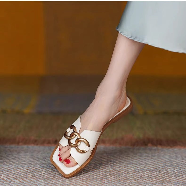 Damen Elegante Slipper mit modischem Kettendetail und bequemem Fußbett R&B