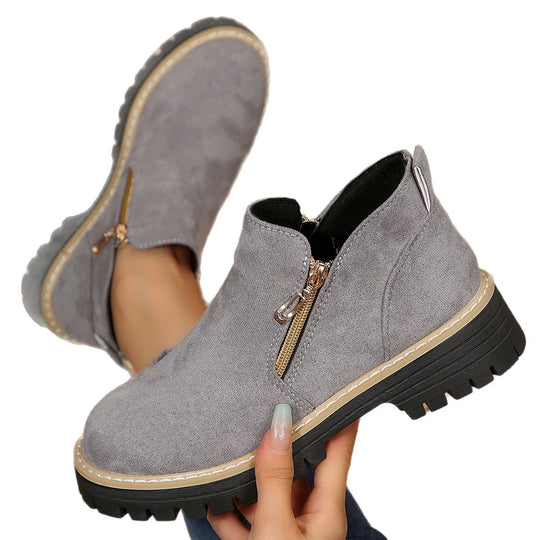 Damen modische Ankle-Stiefeletten mit seitlichem Reißverschluss und rutschfester Sohle R&B