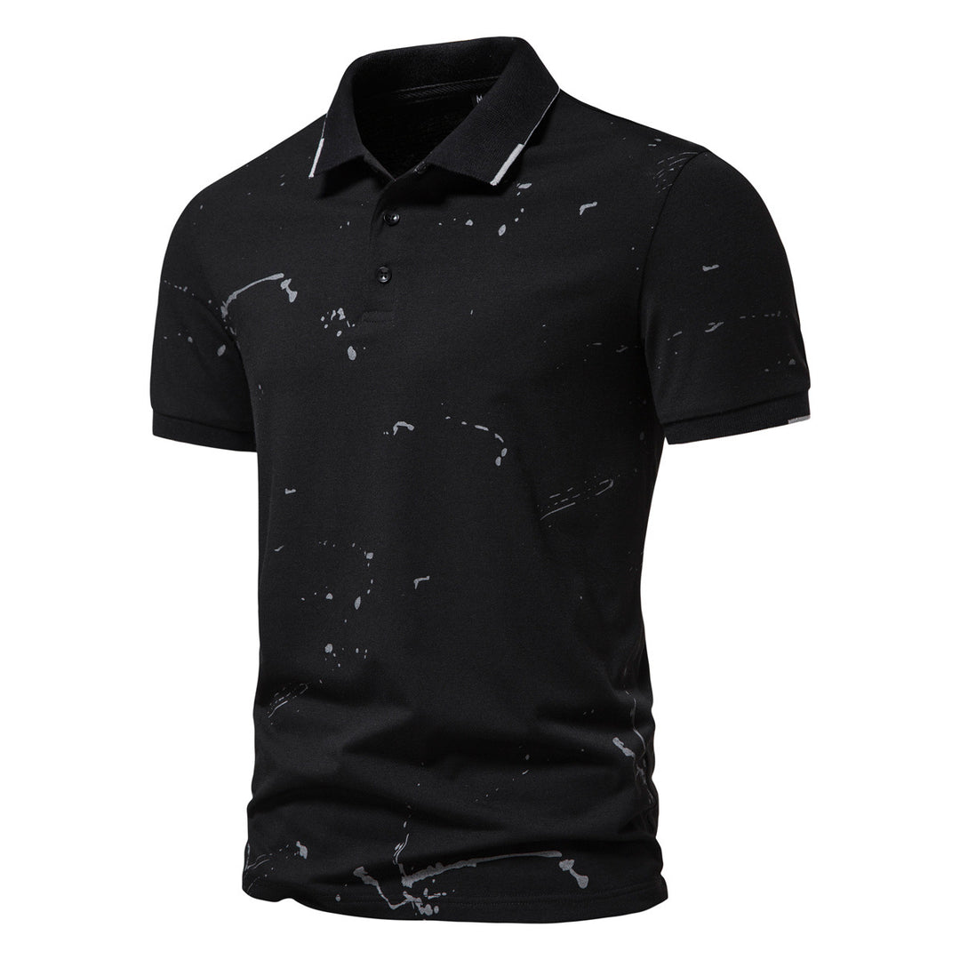 Herren Poloshirt mit kreativen Spritzdruck und hochwertiger Baumwolle R&B