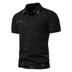 Herren Poloshirt mit kreativen Spritzdruck und hochwertiger Baumwolle