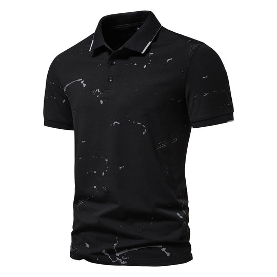 Herren Poloshirt mit kreativen Spritzdruck und hochwertiger Baumwolle R&B