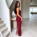 Damen Transparente Spitzenkleid mit eleganter Silhouette und figurbetonendem Design R&B