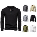 Herren Langarm-Henley-Shirt mit strukturiertem Oberflächenmuster und praktischen Knopfdetails