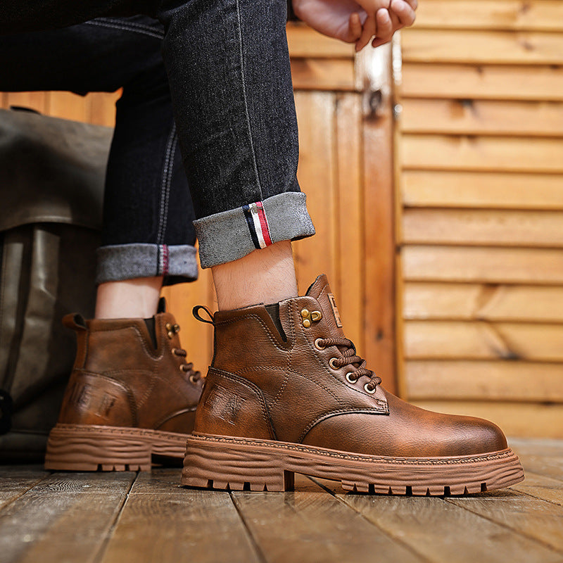 Damen robuste Schnürboots aus hochwertigem Kunstleder