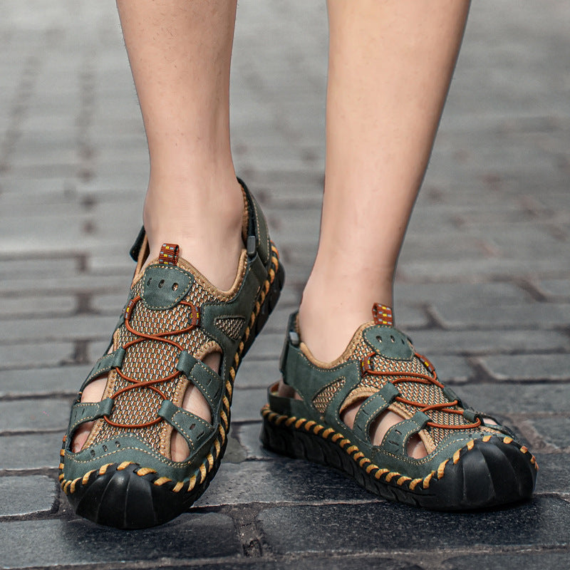 Damen Sportliche Leder-Sandalen mit atmungsaktiven Einsätzen und rutschfester Sohle R&B