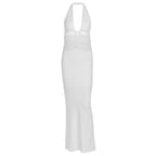 Damen Maxi-Kleid mit tiefem V-Ausschnitt und taillierter Silhouette R&B
