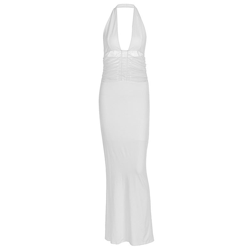 Damen Maxi-Kleid mit tiefem V-Ausschnitt und taillierter Silhouette R&B