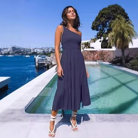 Damen Maxikleid mit ärmellosem Design und elastischem Bustier R&B