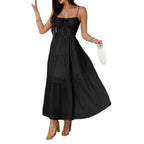 Damen Maxi Sommerkleid mit Tüllschichten und schmalen Trägern R&B